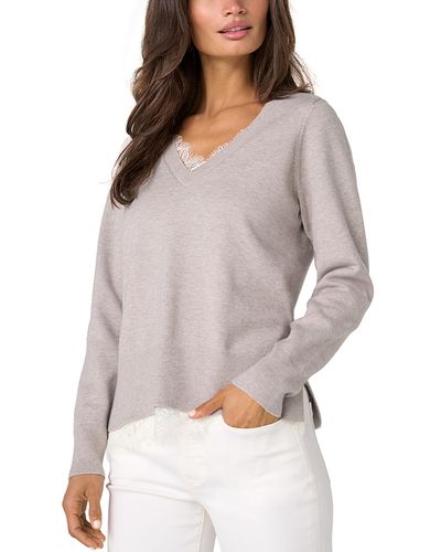 Liverpool Los Angeles Liverpool Los Angeles Lace Trim V Neck Sweater