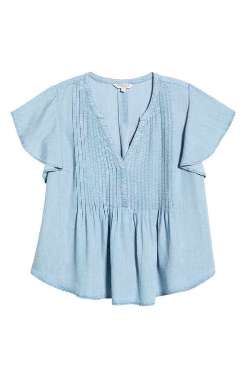 Liverpool Los Angeles Liverpool Los Angeles Pintuck Pleat Flutter Sleeve Chambray Top
