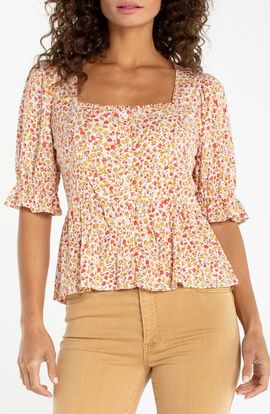 Liverpool Los Angeles Liverpool Los Angeles Puff Sleeve Peplum Top