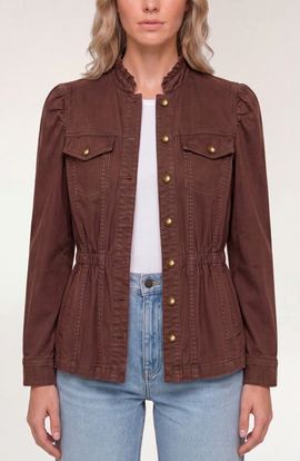 Liverpool Los Angeles Liverpool Los Angeles Puff Sleeve Ruffle Trim Trucker Jacket