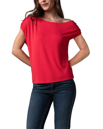 Liverpool Los Angeles Liverpool Los Angeles Short Sleeve Asymmetric Off Shoulder Knit Top