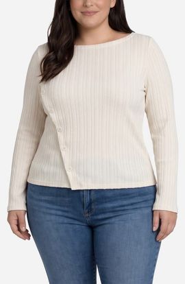 Liverpool Los Angeles Liverpool Los Angeles Side Button Boat Neck Knit Top