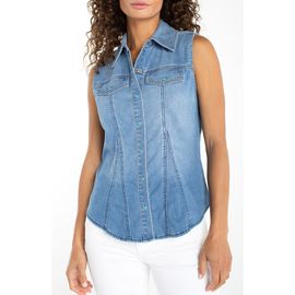 Liverpool Los Angeles Liverpool Los Angeles Sleeveless Denim Shirt