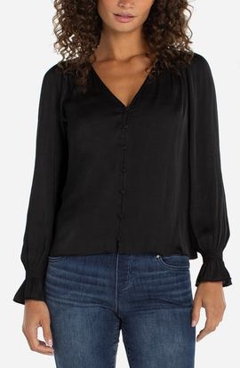 Liverpool Los Angeles Liverpool Los Angeles Smocked Cuff Button-Up Shirt