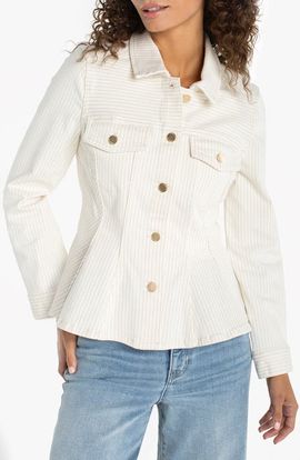 Liverpool Los Angeles Liverpool Los Angeles Stripe Fit & Flare Denim Trucker Jacket