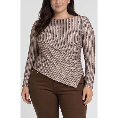 Liverpool Los Angeles Liverpool Los Angeles Striped Asymmetrical Hem Boat Neck Top