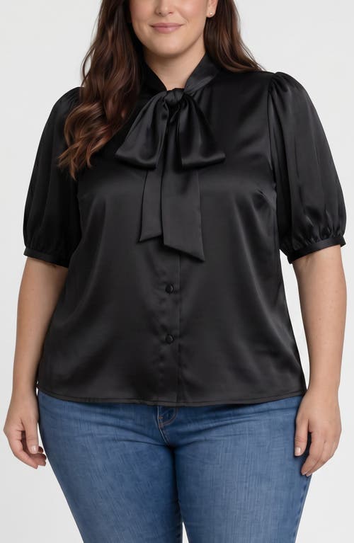 Liverpool Los Angeles Liverpool Los Angeles Tie Neck Puff Sleeve Satin Top