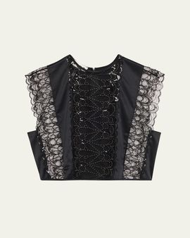 Livy Paradis Bead-Embroidered Sheer Top