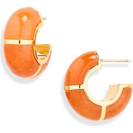 Lizzie Fortunato Lizzie Fortunato Zellige Peach Aventurine Hoop Earrings