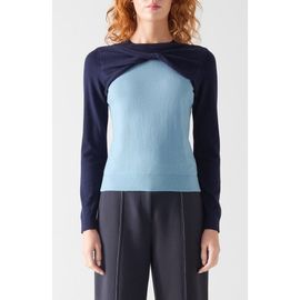 LK Bennett LK Bennett Aletta Colorblock Cotton & Merino Wool Twist Neck Sweater