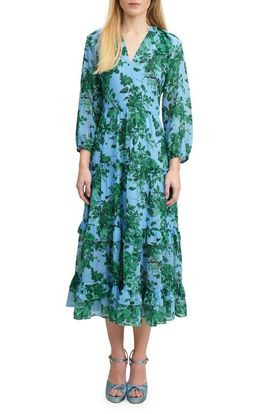 LK Bennett LK Bennett Eleanor Print Long Sleeve Ruffle Maxi Dress