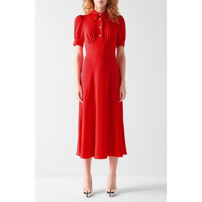 lk bennett red silk dress LK Bennett Dr Dee RED Silk Dress New w Tags $700 Size US 6 / 10 UK Black  Ribbon