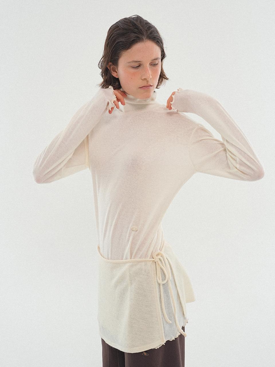 LLLDESIGNSTUDIO WOOL TENCEL TURTLENECK LONG T-SHIRT
