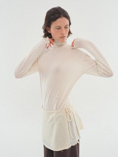 LLLDESIGNSTUDIO WOOL TENCEL TURTLENECK LONG T-SHIRT