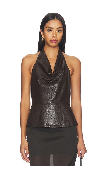 Lna Jet Faux Leather Halter Top