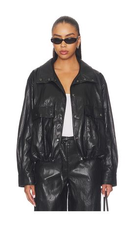 LNA LNA Mercer Faux Leather Bomber Jacket