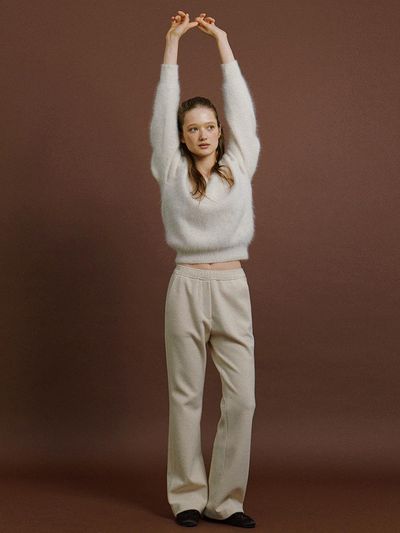 LO61 Boucle Elastic Waist Boots-cut Pants