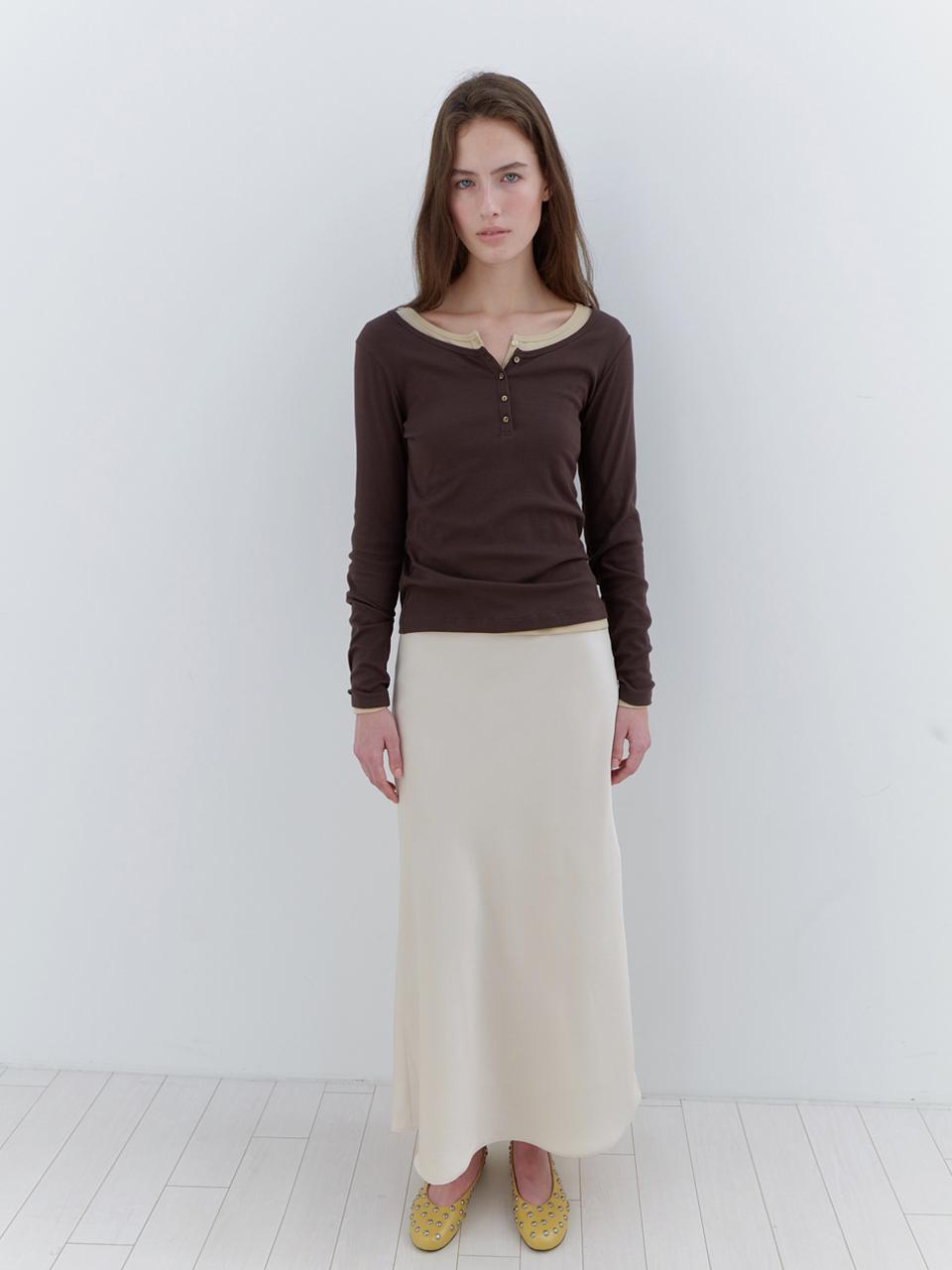 LO61 Cally Half Button T-Shirt [Brown]
