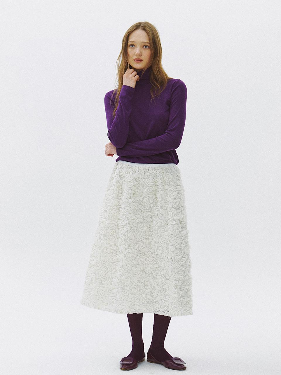 LO61 Floral Embroidered Low-Waist Skirt