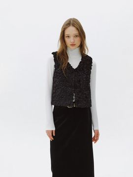 LO61 Floral Plush Fur Vest