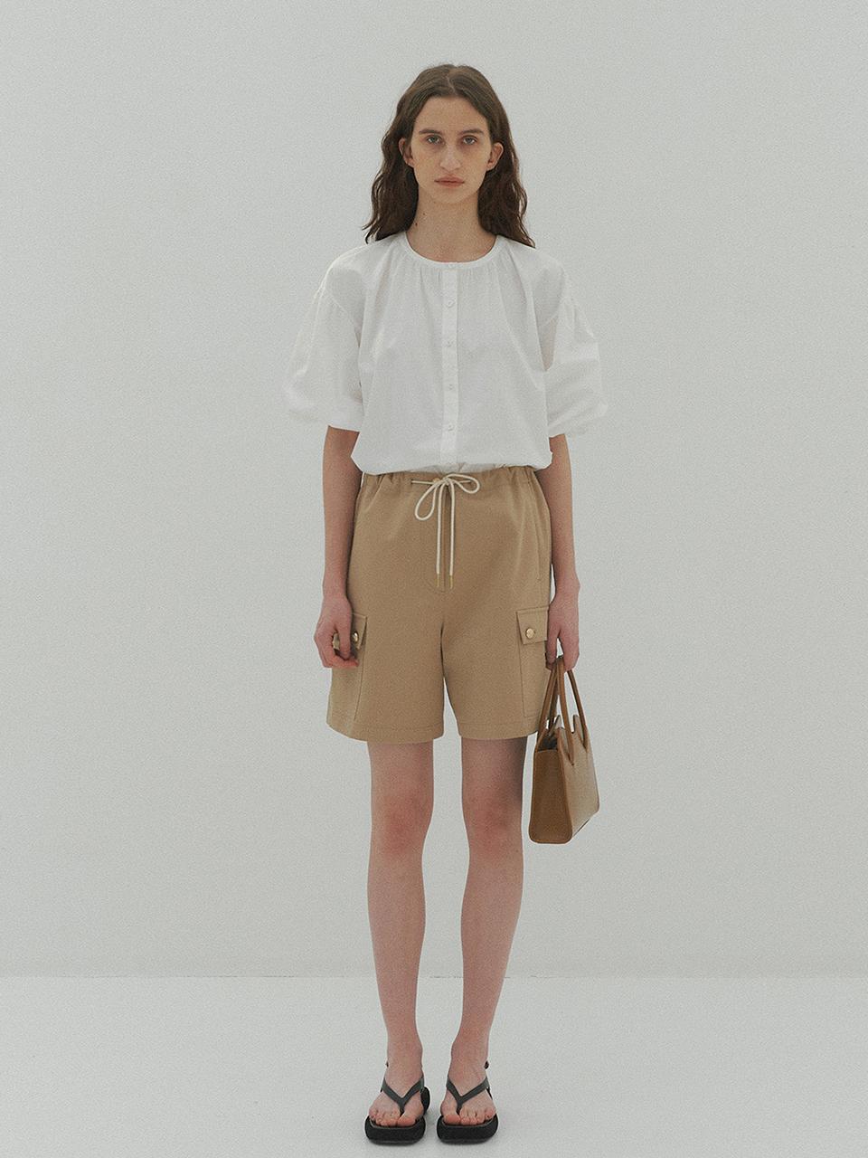 LO61 Juno Drawstring Shorts in Beige