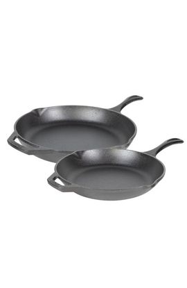 LODGE LODGE Chef Collection Black Cast Iron 2-Piece Skillet Set 