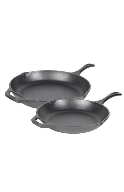LODGE LODGE Chef Collection Black Cast Iron 2-Piece Skillet Set 