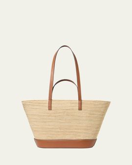 Loeffler Randall Granger Leather-Trim Raffia Tote Bag
