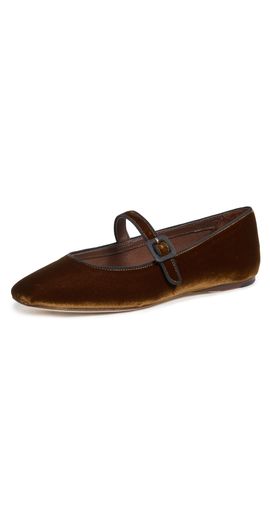 Loeffler Randall Loeffler Randall Ginger Velvet Mary Jane Flats Dark Brown