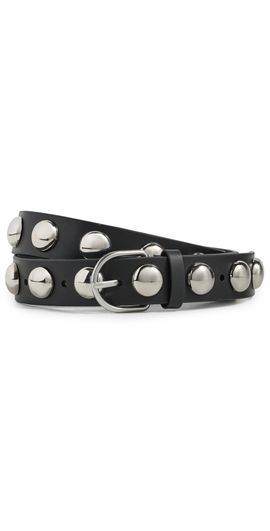 Loeffler Randall Loeffler Randall Issa Dome Studded Belt Black Vachetta w/ Studded Silver