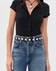 Loeffler Randall Loeffler Randall Issa Dome Studded Belt Black Vachetta w/ Studded Silver - 3