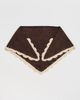 Loeffler Randall Loeffler Randall Monty Merino Wool Triangle Scarf Brown Knit w/ Cream Scallop Edges One - 2