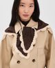 Loeffler Randall Loeffler Randall Monty Merino Wool Triangle Scarf Brown Knit w/ Cream Scallop Edges One - 3