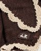 Loeffler Randall Loeffler Randall Monty Merino Wool Triangle Scarf Brown Knit w/ Cream Scallop Edges One - 4