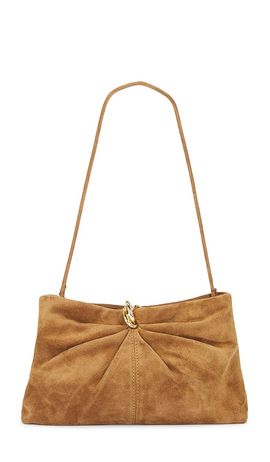 Loeffler Randall Loeffler Randall Toffee Split Suede With Gold Hardware Clutch