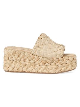Loeffler Randall Women's Aaron 80MM Raffia Platform Mules