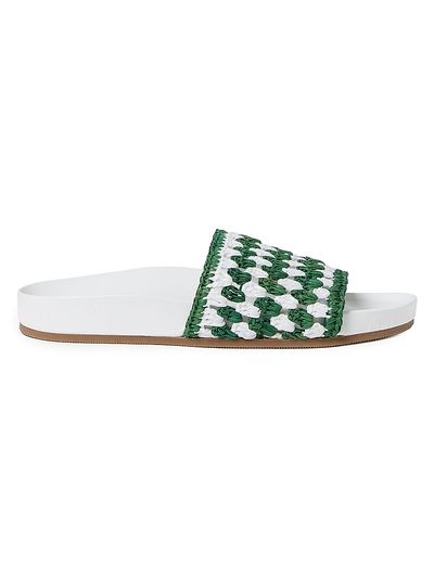 Loeffler Randall Women's Henri Crochet Raffia Slide Sandals