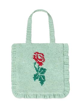 Loeffler Randall Women's Justine Flower Crochet Ruffle Tote
