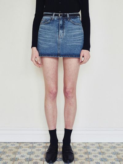 LOEIL Basic Mini Denim Skirt - Medium Blue
