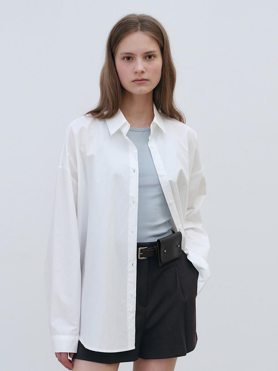 LOEIL Basic Oversized Cotton Shirt [Ivory]
