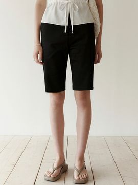 LOEIL Biker Slit Long Shorts_Black