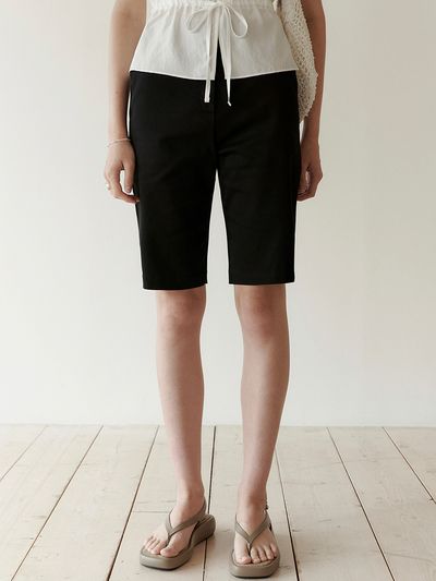 LOEIL Biker Slit Long Shorts_Black
