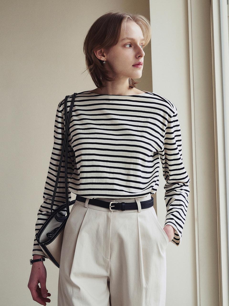 LOEIL Boat Neck Stripe T-shirt