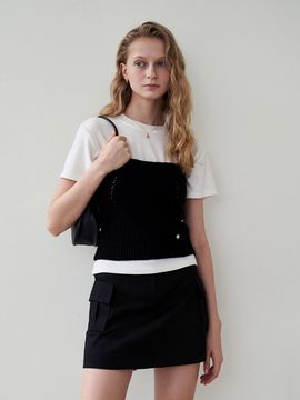 LOEIL Bustier Knit Top _ Black