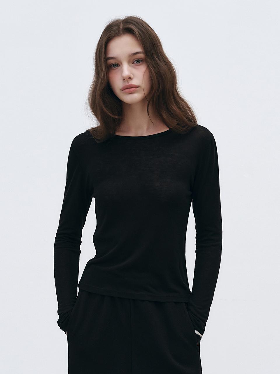 LOEIL Clear Tencel Round T-shirt [Black]