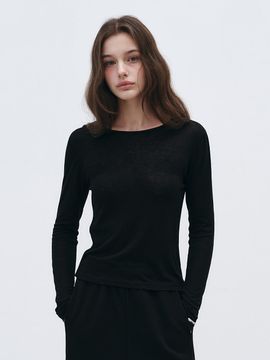 LOEIL Clear Tencel Round T-shirt [Black]