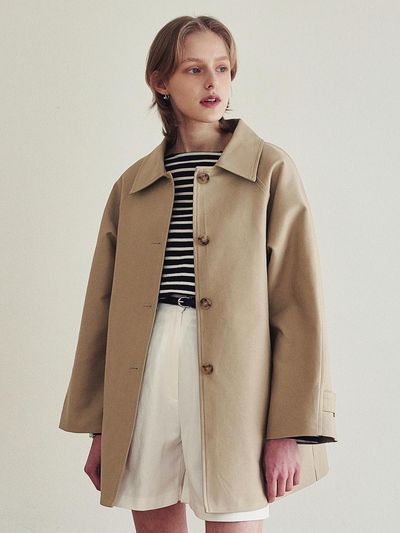 LOEIL Cotton Single Half Coat - Beige