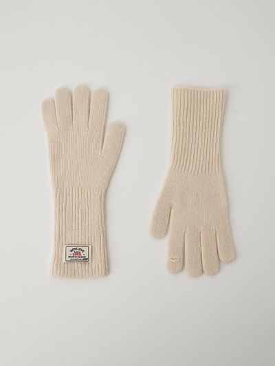 LOEIL Fingerhole Wool Knit Gloves - beige