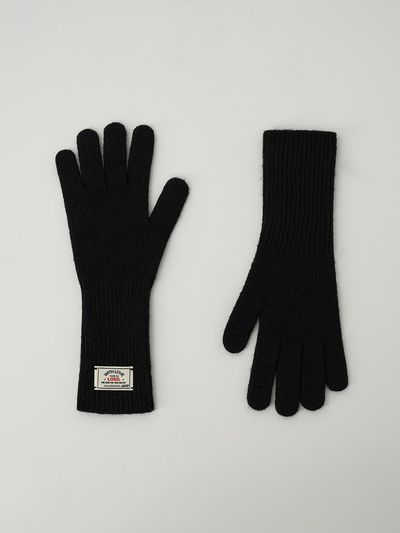 LOEIL Fingerhole Wool Knit Gloves - Black