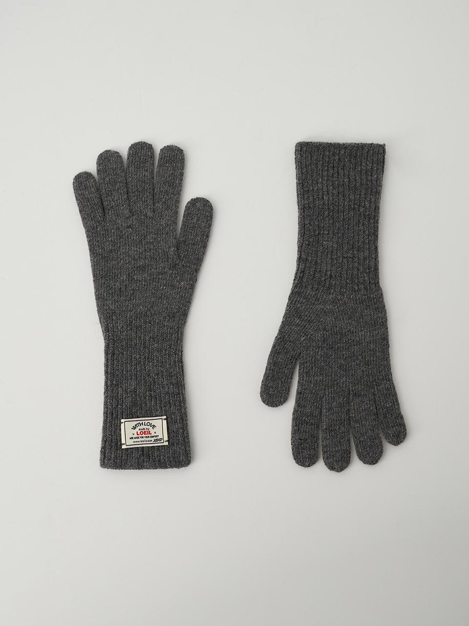 LOEIL Fingerhole Wool Knit Gloves - Charcoal